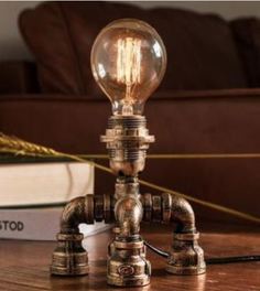 Винтажная настольная лампа GSMIN GS-13 в стиле лофт (Золотистый)