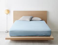 Простыня на резинке поплин гл/кр "Ночь Нежна" Небесно голубой, Размер: 120 х 200