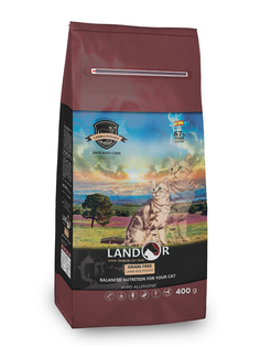 Сухой корм для кошек Landor Grain Free HAIRBALL&WEIGHT CONTROL, ягненок, 0,4кг