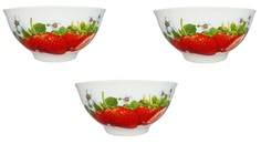 Набор салатников "Клубничка" 3шт. (белый фон) Солнечногорская керамика