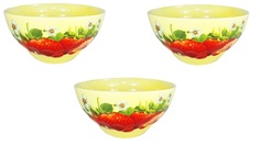 Набор салатников "Клубничка" 1,0л 3шт. (бежевый фон) Солнечногорская керамика