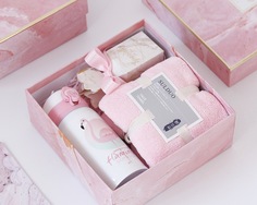 Подарочный женский набор MyPads M-156525 термос + полотенце + сладости