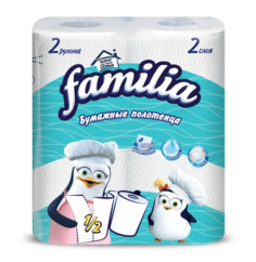 Полотенца Familia бумажные двухслойные 2 штуки