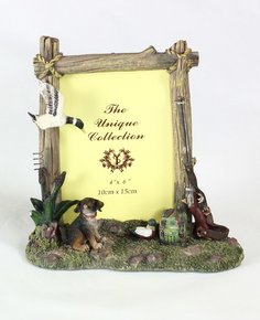 Керамическая фоторамка с коричневой собакой и уткой 10х15 см Image Art
