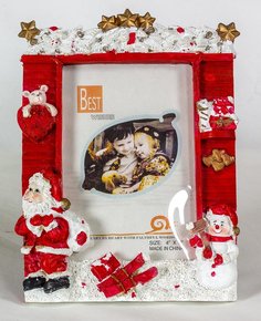 Новогодняя керамическая фоторамка "Дед Мороз и Снеговик", 10х15 см Image Art