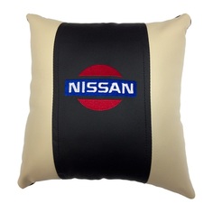 Декоративная подушка из экокожи с логотипом NISSAN Россия