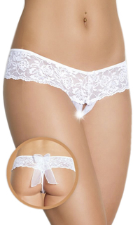 Трусики с бантиком сзади и прорезью, белые, M/L Soft Line