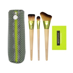 Набор для макияжа Ecotools Travel And Glow Beauty Kit - 3 кисти + косметичка и салфетки