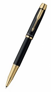Ручка-роллер Parker IM Metal Black GT, 0,5 мм чёрная, корпус чёрный/золото