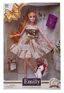 Кукла ABtoys Emily Золотая серия с белым котенком и аксессуарами 30см QJ067C Jiangsu Holly Everlasting Inc.