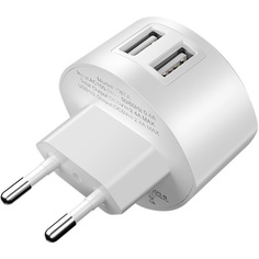 Сетевое зарядное устройство Hoco C67A, 2xUSB, 2,4 A, white