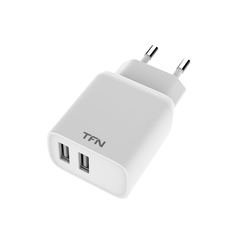 Сетевое зарядное устройство TFN Rapid+, 2 USB, 5 A, (TFN-WCRPD12W2UWH) white