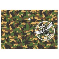 Папка-конверт на кнопке "Military", 180 мкм, А4+ №1 School