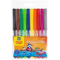 Фломастеры "Енот на рыбалке", 10 цветов Мульти пульти