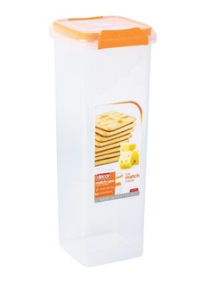 Контейнер пищевой PREMIUM MATCH-UPS CLIPS высокий квадратный оранжевый 1.9л Decor