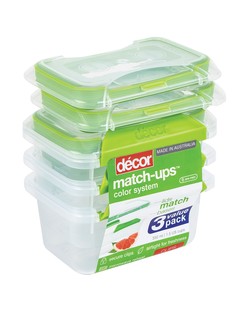 Набор контейнеров пищевых PREMIUM MATCH-UPS CLIPS 350мл 3шт Decor