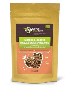 Семена конопли пищевой целые очищенные, 150 гр, Super Green Food