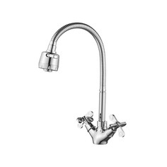 Смеситель для кухонной мойки Rossinka Silvermix RS42-75 с гибким изливом