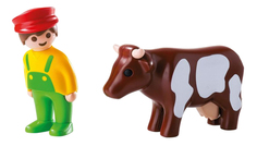 Игровой набор PLAYMOBIL 1.2.3.: Фермер с коровой