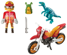 Игровой набор Playmobil Динозавры: Гоночный мотоцикл с ящером