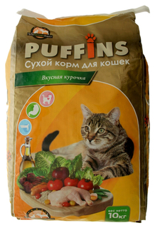 Сухой корм для кошек Puffins, Вкусная курочка, 10кг