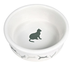 Одинарная миска для кошек TRIXIE Кошка, керамика, белый, 0.25 л