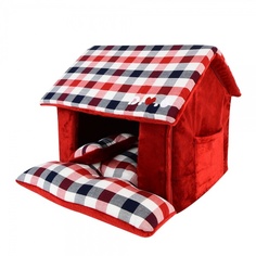Домик для кошек и собак Puppia BEAUFORT HOUSE, белый, красный, черный, 40x43x36см