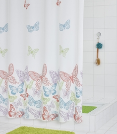 Штора для ванных комнат Papillon полупрозрачный/цветной 180*200 Ridder