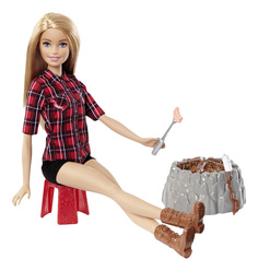 Игровой набор Barbie Кукла у костра Блондинка