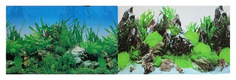 Фон для аквариума Prime Растительный/Скалы с растениями, винил, 100x50 см P.R.I.M.E.