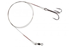 Поводок Mikado X-Plode стальной 2 шт с тройником №2 вертлюг №5, 10 кг / 40 см