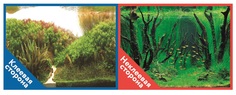 Фон для аквариума Prime Растительные холмы/Коряги с растениями, самоклеющийся, 100x50 см P.R.I.M.E.