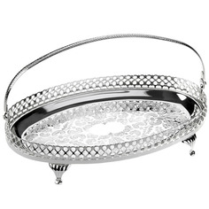 Блюдо овальное Queen Anne с ручкой, на ножках,23x15см,высокий борт