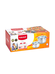 Набор посуды из нержавеющей стали FANCY 4пр.: ковш 1.7л + кастрюля 3.3л Attribute