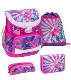 Набор Belmil Ранец Mini-Fit Tropical Flamingo Set,пенал,пенал-косметичка,сумка для обуви
