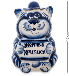 Копилка "Кот-Попрошайка" (Гжельский фарфор) Art East ГЛ-102