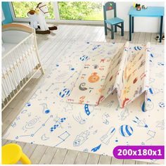 Детский коврик складной игровой SLAMA KIDS - Космос + Алфавит English - 200x180x1 см