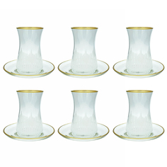 Набор стеклянных стаканов армуды с блюдцами, 12 предметов, 150 мл, MARMA MM-SET-43