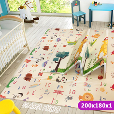 Детский коврик складной игровой SLAMA KIDS Алфавит English + Жираф Ростомер - 200x180x1