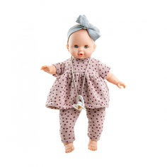 Кукла Paola Reina Соня в наряде в горошек с серой повязкой-бантом, 36 см, озвученная 08025