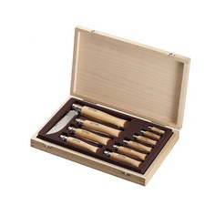 Набор Opinel в деревянной коробке с крышкой из 10 ножей разных размеров из нержав стали