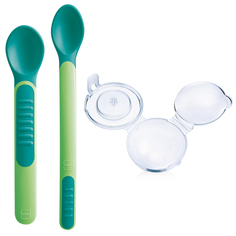 Детские ложки MAM Mam feeding 2 шт с защитным контейнером 6м+ зеленый