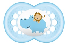 Набор пустышек MAM из латекса Original с контейнером голубая и белая 6+ мес.