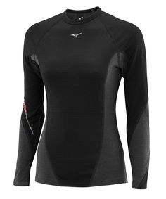 Термолонгслив Mizuno Womens Virtual Body Crew, черный/серый, M