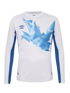 Футболка футбольная Umbro Origami Jersey LS, белая/голубая, M