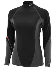 Термолонгслив Mizuno Womens Virtual Body High Neck, черный/серый, L