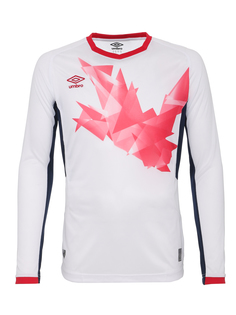 Футболка футбольная Umbro Origami Jersey LS, белая/красная, M