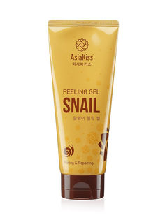 Пилинг гель Asiakiss, с экстрактом слизи улитки, snail peeling gel, 180мл