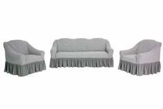 Комплект чехлов на диван и кресла "Жаккард" Venera, светло-серый, 3 предмета