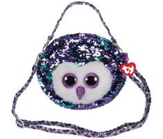Сумочка с длинным ремешком TY Мунлайт сова с пайетками фиолетовый 95126